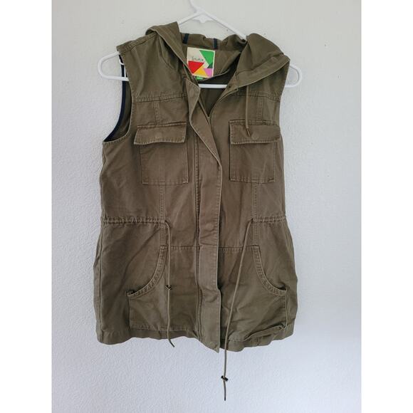 Fervour Women's Army Green Hooded Utility Vest - Small #8/16 - Picture 2 of 5